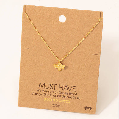 Fame Accessories Mini Bee Pendant Necklace: G