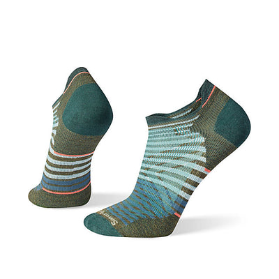 Smartwool Run Zero Cushion Low Ankle Pattern Socks Military Olive