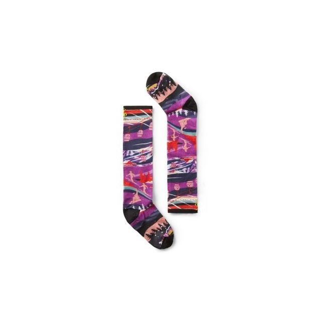 Smartwool Junior Ski Zero Cushion Skication Print OTC Socks Purple Dahlia