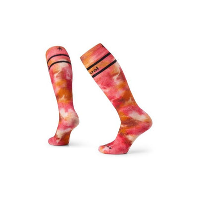Smartwool Women's Ski Full Cushion Tie Dye Print Over The Calf Socks Power Pink