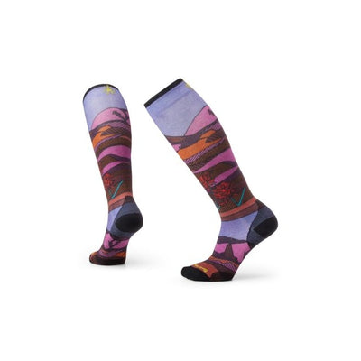 Smartwool Women's Ski Zero Cushion Floral Field Print Over The Calf Socks Picante