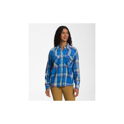 The North Face Women's Set Up Camp Flannel uper Sonic Blue Medium Bold Shadow Plaid / S