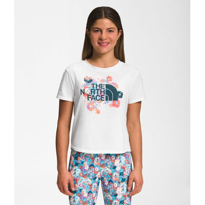 The North Face Girl's Short Sleeve Graphic Tee TNF White/Scuba Blue