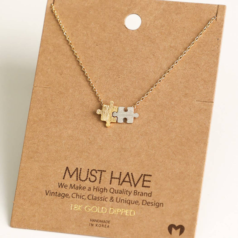 Puzzle Piece Pendant Necklace: G