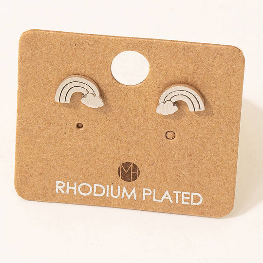 Gold Dipped Rainbow Stud Earrings: S