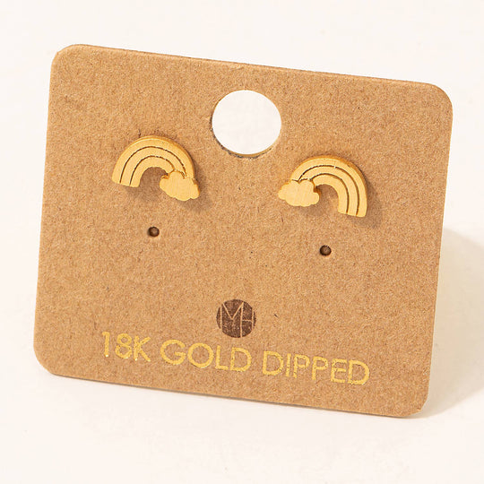 Gold Dipped Rainbow Stud Earrings: G