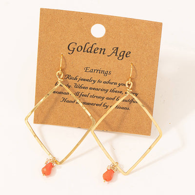 Fame Accessories Square Cutout Drop Earrings: GOLD